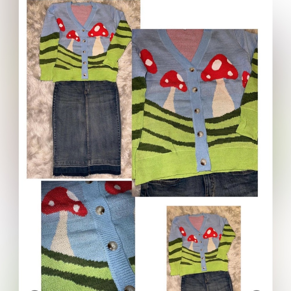 Mushroom cardigan New With tags. Size X-Large